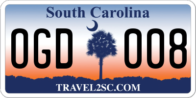 SC license plate OGD008
