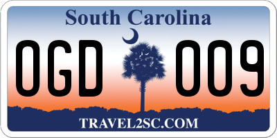 SC license plate OGD009