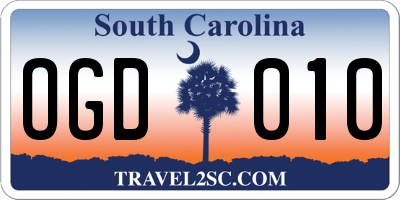 SC license plate OGD010