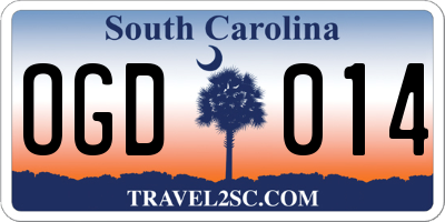 SC license plate OGD014