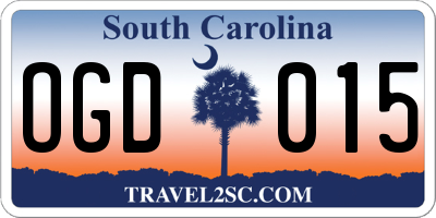 SC license plate OGD015
