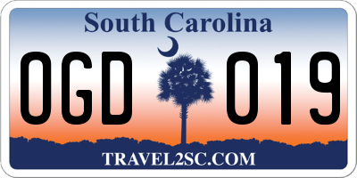 SC license plate OGD019