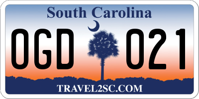 SC license plate OGD021
