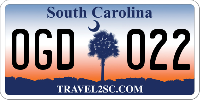 SC license plate OGD022