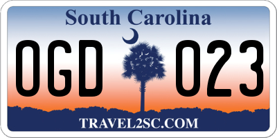 SC license plate OGD023