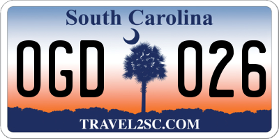 SC license plate OGD026