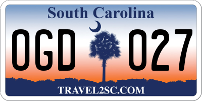 SC license plate OGD027