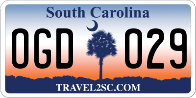 SC license plate OGD029