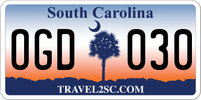 SC license plate OGD030