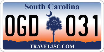 SC license plate OGD031