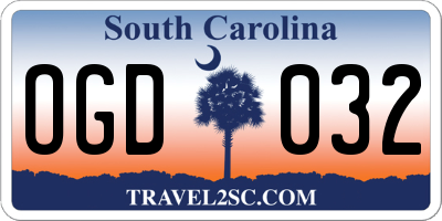 SC license plate OGD032