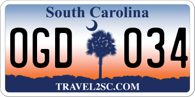 SC license plate OGD034