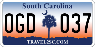 SC license plate OGD037