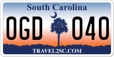 SC license plate OGD040