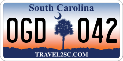 SC license plate OGD042