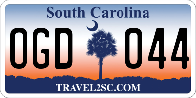 SC license plate OGD044