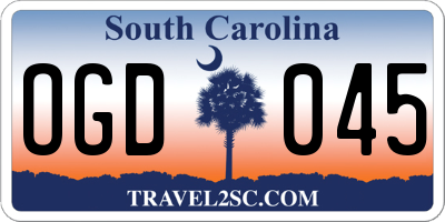 SC license plate OGD045