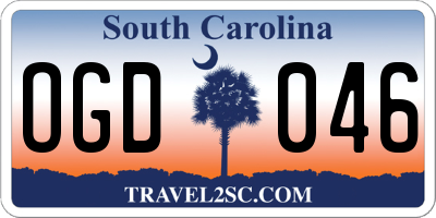 SC license plate OGD046