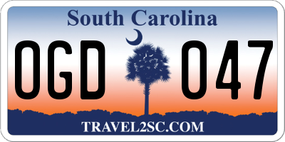 SC license plate OGD047
