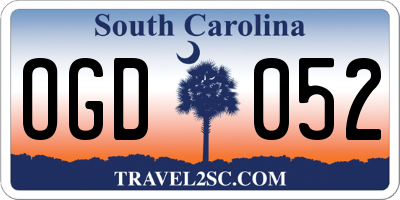 SC license plate OGD052