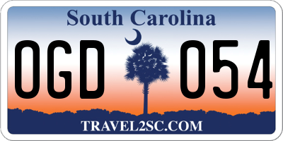 SC license plate OGD054