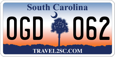 SC license plate OGD062