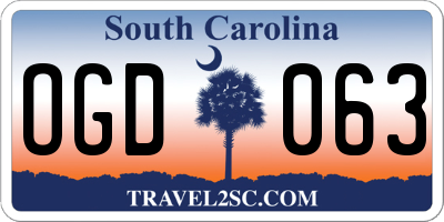 SC license plate OGD063