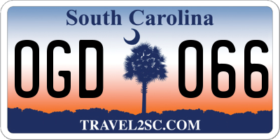 SC license plate OGD066