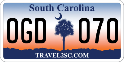 SC license plate OGD070