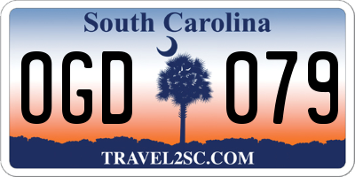 SC license plate OGD079