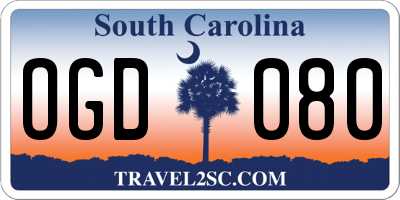 SC license plate OGD080