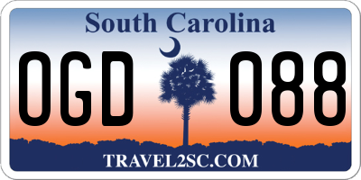 SC license plate OGD088