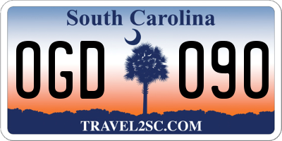 SC license plate OGD090