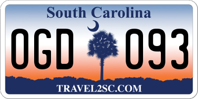 SC license plate OGD093