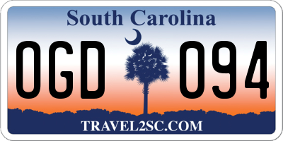 SC license plate OGD094