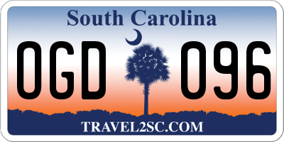 SC license plate OGD096