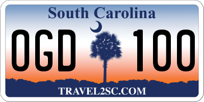 SC license plate OGD100