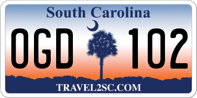 SC license plate OGD102
