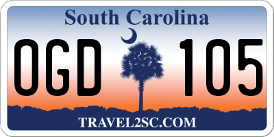 SC license plate OGD105