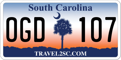 SC license plate OGD107