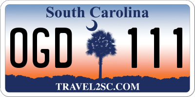 SC license plate OGD111