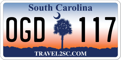 SC license plate OGD117