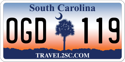 SC license plate OGD119