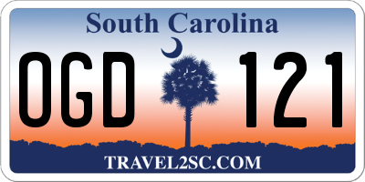 SC license plate OGD121