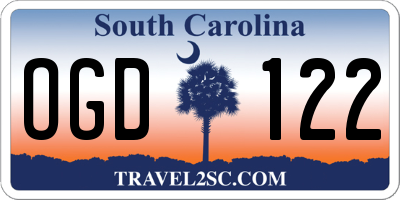 SC license plate OGD122