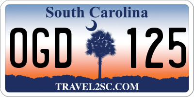 SC license plate OGD125
