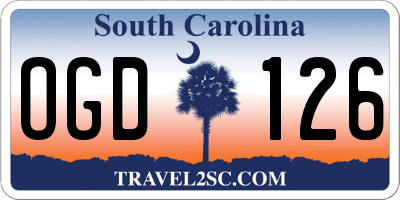 SC license plate OGD126