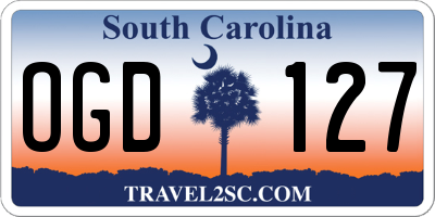 SC license plate OGD127