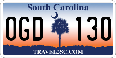 SC license plate OGD130