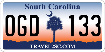 SC license plate OGD133
